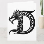 Dragon Styled Letter D, Dragon Alphabet, Monogram Kaart (Voorkant)