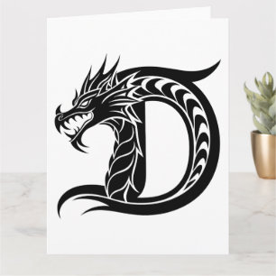Dragon Styled Letter D, Dragon Alphabet, Monogram Kaart