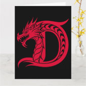 Dragon Styled Letter D, Dragon Alphabet, Monogram Kaart (Gele Bloem)