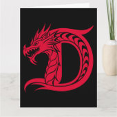 Dragon Styled Letter D, Dragon Alphabet, Monogram Kaart (Voorkant)