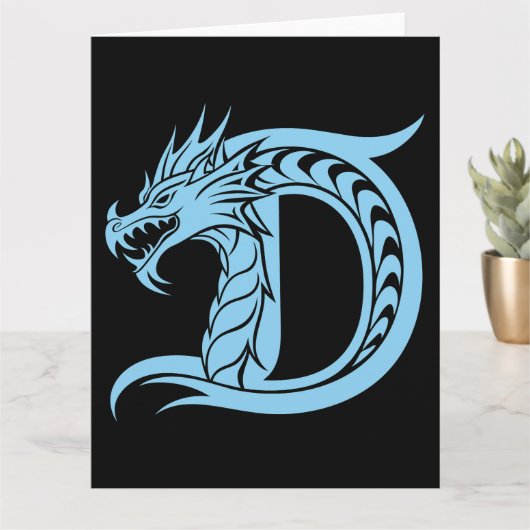 Dragon Styled Letter D, Dragon Alphabet, Monogram Kaart (Kleine Plant)