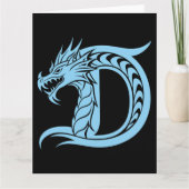 Dragon Styled Letter D, Dragon Alphabet, Monogram Kaart (Voorkant)