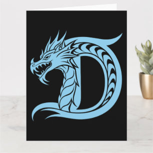 Dragon Styled Letter D, Dragon Alphabet, Monogram Kaart