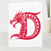 Dragon Styled Letter D, Dragon Alphabet, Monogram Kaart (Voorkant)