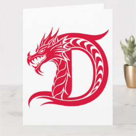 Dragon Styled Letter D, Dragon Alphabet, Monogram Kaart