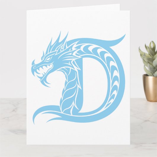 Dragon Styled Letter D, Dragon Alphabet, Monogram Kaart (Kleine Plant)