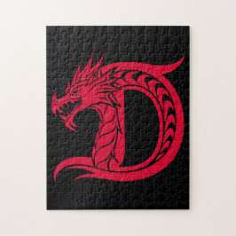 Dragon Styled Letter D, Dragon Alphabet, Monogram Legpuzzel