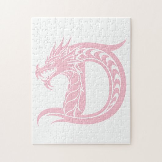 Dragon Styled Letter D, Dragon Alphabet, Monogram Legpuzzel (Verticaal)