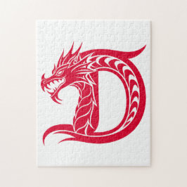 Dragon Styled Letter D, Dragon Alphabet, Monogram Legpuzzel