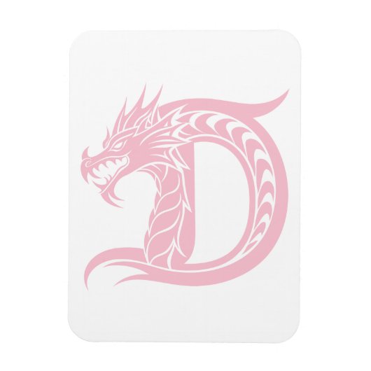 Dragon Styled Letter D, Dragon Alphabet, Monogram Magneet (Verticaal)