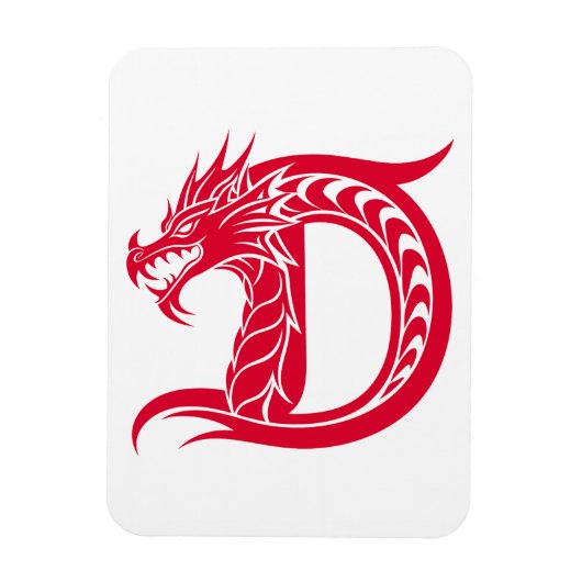 Dragon Styled Letter D, Dragon Alphabet, Monogram Magneet (Verticaal)