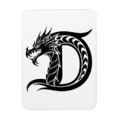 Dragon Styled Letter D, Dragon Alphabet, Monogram Magneet (Verticaal)