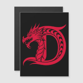 Dragon Styled Letter D, Dragon Alphabet, Monogram Magnetische Uitnodiging