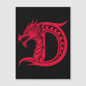 Dragon Styled Letter D, Dragon Alphabet, Monogram Magnetische Uitnodiging (Voorkant)