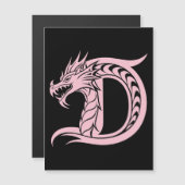 Dragon Styled Letter D, Dragon Alphabet, Monogram Magnetische Uitnodiging (Voorkant / Achterkant)