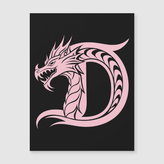 Dragon Styled Letter D, Dragon Alphabet, Monogram Magnetische Uitnodiging (Voorkant)