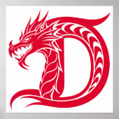 Dragon Styled Letter D, Dragon Alphabet, Monogram Poster (Voorkant)