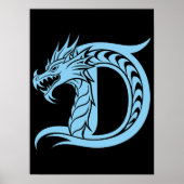 Dragon Styled Letter D, Dragon Alphabet, Monogram Poster (Voorkant)