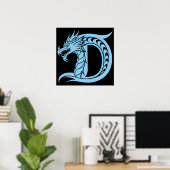 Dragon Styled Letter D, Dragon Alphabet, Monogram Poster (Thuiskantoor)