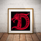 Dragon Styled Letter D, Dragon Alphabet, Monogram Poster