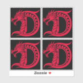 Dragon Styled Letter D, Dragon Alphabet, Monogram Sticker (Vel)
