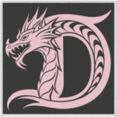 Dragon Styled Letter D, Dragon Alphabet, Monogram Sticker (Voorkant)