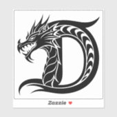 Dragon Styled Letter D, Dragon Alphabet, Monogram Sticker (Vel)