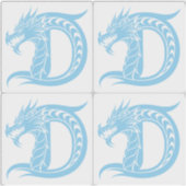 Dragon Styled Letter D, Dragon Alphabet, Monogram Sticker (Voorkant)