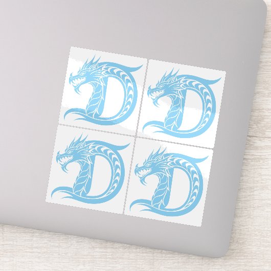 Dragon Styled Letter D, Dragon Alphabet, Monogram Sticker (Detail)