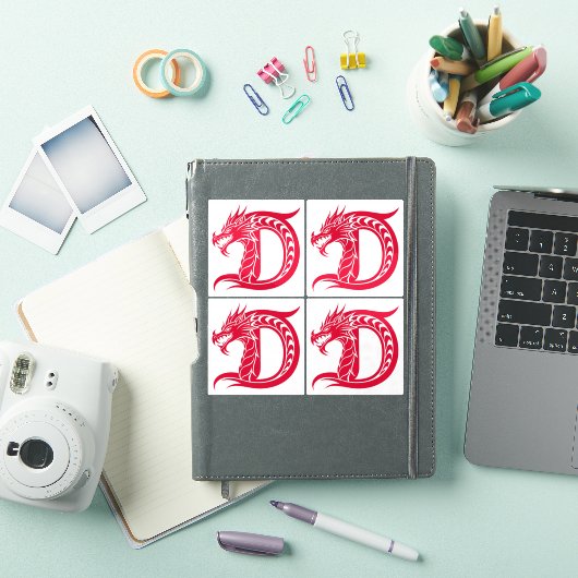 Dragon Styled Letter D, Dragon Alphabet, Monogram Sticker (iPad Cover)