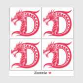 Dragon Styled Letter D, Dragon Alphabet, Monogram Sticker (Vel)