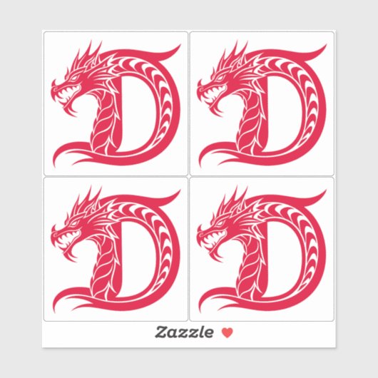 Dragon Styled Letter D, Dragon Alphabet, Monogram Sticker (Vel)