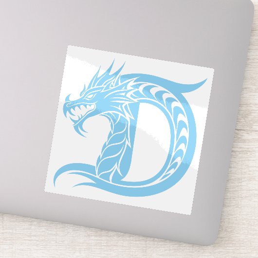 Dragon Styled Letter D, Dragon Alphabet, Monogram Sticker (Detail)