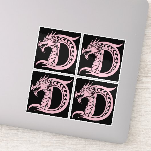 Dragon Styled Letter D, Dragon Alphabet, Monogram Sticker (Detail)