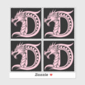 Dragon Styled Letter D, Dragon Alphabet, Monogram Sticker (Vel)