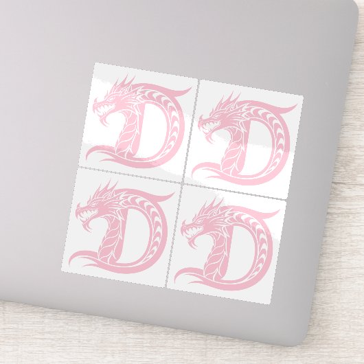 Dragon Styled Letter D, Dragon Alphabet, Monogram Sticker (Detail)