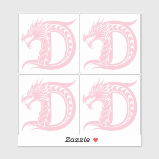 Dragon Styled Letter D, Dragon Alphabet, Monogram Sticker (Vel)