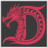 Dragon Styled Letter D, Dragon Alphabet, Monogram Sticker (Voorkant)