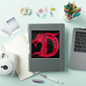 Dragon Styled Letter D, Dragon Alphabet, Monogram Sticker (iPad Cover)