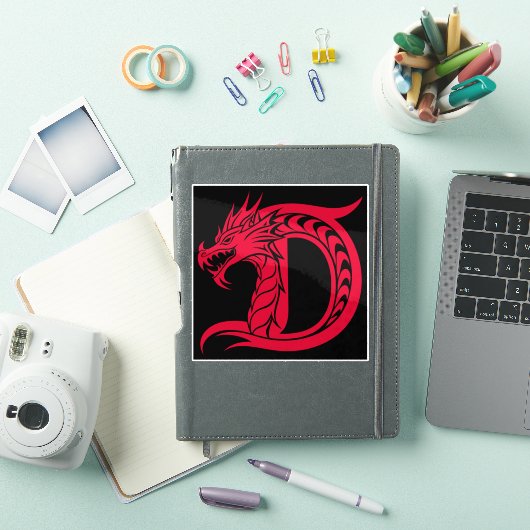 Dragon Styled Letter D, Dragon Alphabet, Monogram Sticker (iPad Cover)