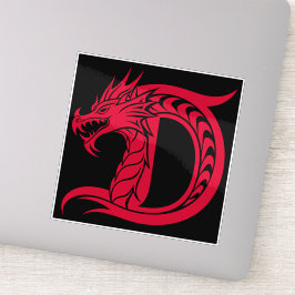 Dragon Styled Letter D, Dragon Alphabet, Monogram Sticker