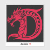 Dragon Styled Letter D, Dragon Alphabet, Monogram Sticker (Vel)