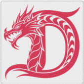 Dragon Styled Letter D, Dragon Alphabet, Monogram Sticker (Voorkant)