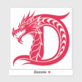 Dragon Styled Letter D, Dragon Alphabet, Monogram Sticker (Vel)
