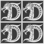 Dragon Styled Letter D, Dragon Alphabet, Monogram Sticker (Voorkant)