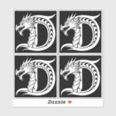 Dragon Styled Letter D, Dragon Alphabet, Monogram Sticker (Vel)