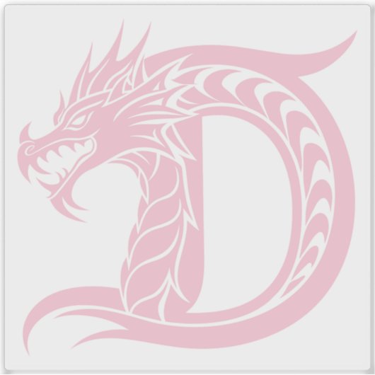 Dragon Styled Letter D, Dragon Alphabet, Monogram Sticker (Voorkant)