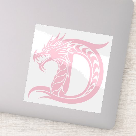 Dragon Styled Letter D, Dragon Alphabet, Monogram Sticker (Detail)