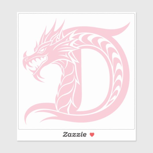 Dragon Styled Letter D, Dragon Alphabet, Monogram Sticker (Vel)
