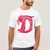 Dragon Styled Letter D, Dragon Alphabet, Monogram T-shirt (Voorkant)